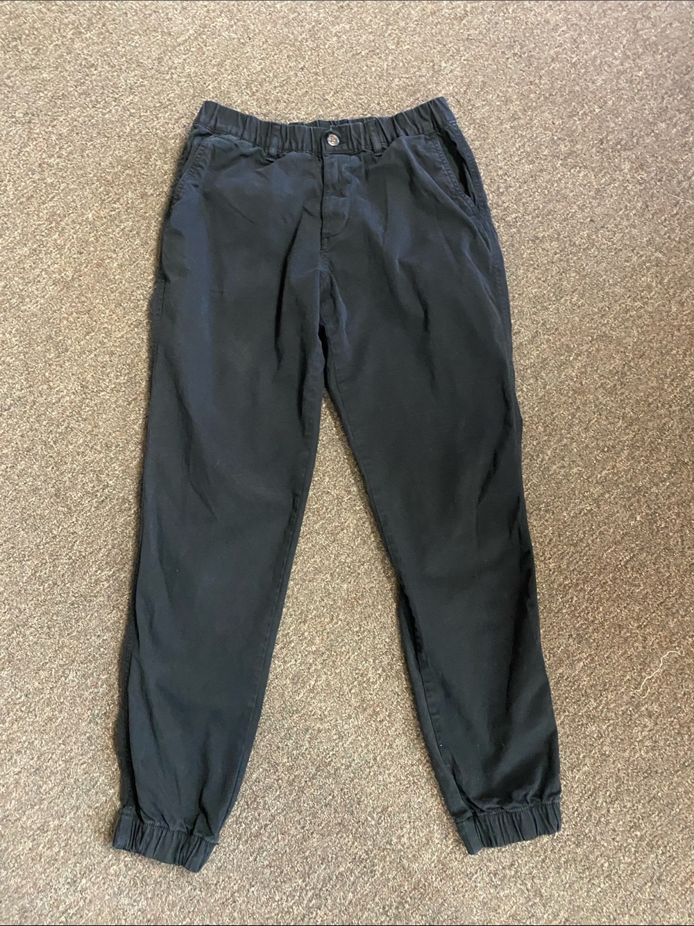 Men's Black Elastic-Cuff Jogger Pants